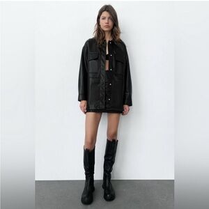 Zara Black Leather Shacket